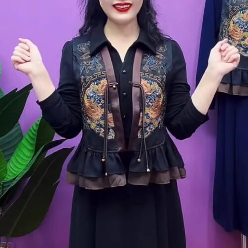 时尚洋气复古减龄马甲外套女