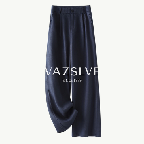 100亚麻直筒裤女夏季老钱风古风新款高腰垂感休闲裤子女裤927