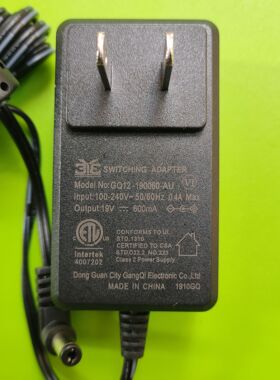 原装港奇19V600MA扫地机机器人电源适配器GQ12-190060-AU充电器