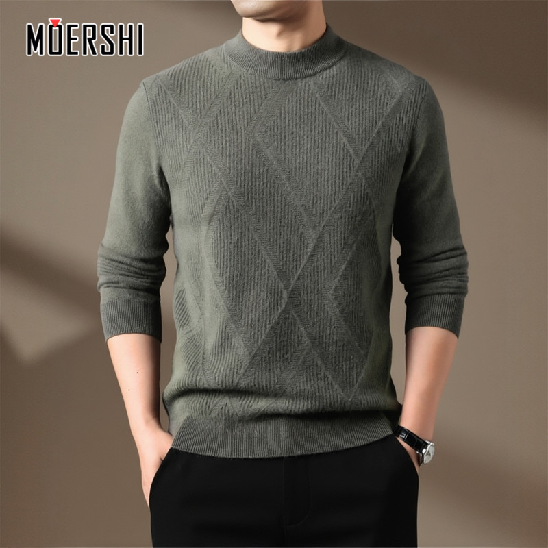 轻奢100羊绒衫男士百搭圆领秋冬