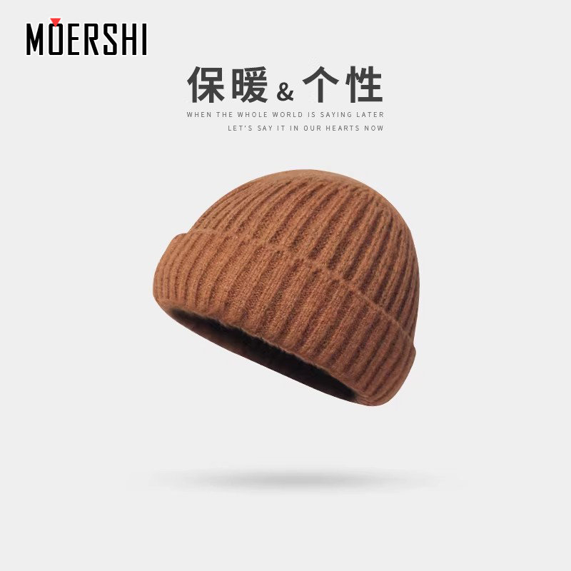 针织瓜皮帽男女百搭圆顶毛线帽