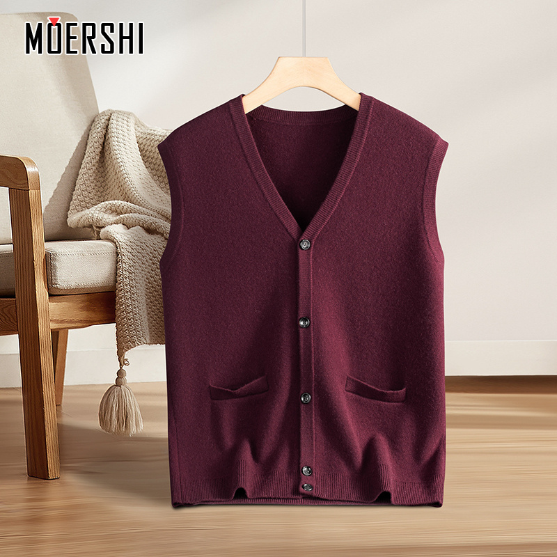 山羊绒马甲男V领休闲针织开衫