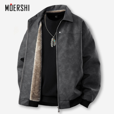皮衣外套男款秋冬机车翻领皮夹克