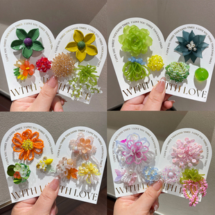 玛丽珍鞋原创手工花朵芭蕾鞋花洞洞鞋配饰多巴胺果冻鞋水晶鞋鞋扣