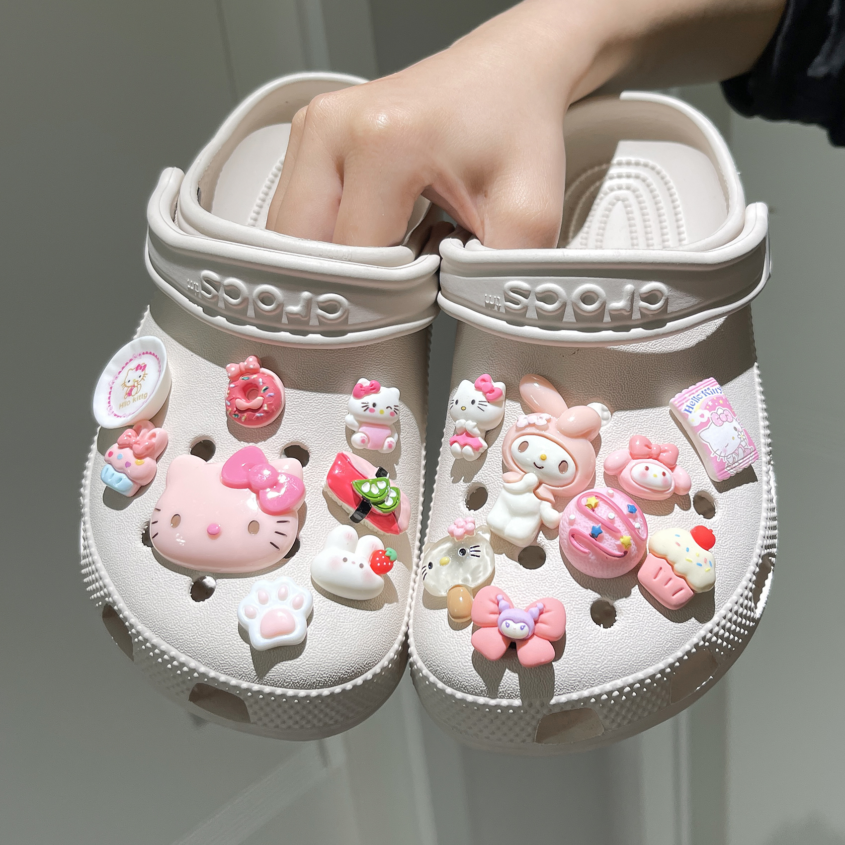 糖果猫咪洞洞鞋配饰diy鞋扣鞋花学生适配crocs卡骆驰装饰扣卡扣女