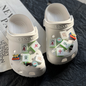 配饰diy鞋 扣适配crocs卡洛驰洞洞鞋 鞋 趣味麻将发财洞洞鞋 花装 饰扣