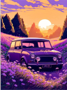 迷你库珀数字油画DIY填充汽车手工画挂画填色手绘高级感