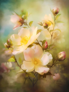 黄刺玫数字油画diy填充画油彩画植物花卉