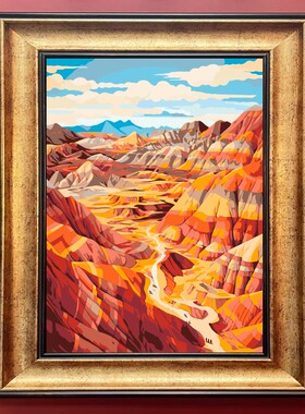 七彩峡谷盛景diy数字油画填色丙烯画油彩装饰画支持喷绘打印成品