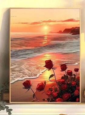 Cool18玫瑰DIY数字油画丙烯画填色手绘深圳