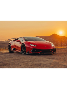 红色兰博基尼Huracan STO数字油画DIY填充汽车手工画挂画填色手绘