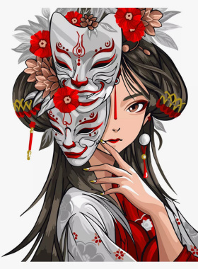 戴着面具高级感数字油画diy填充手绘丙烯油彩画装饰画