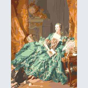 蓬巴杜夫人DIY数字油画世界名画临摹丙烯画填色手绘