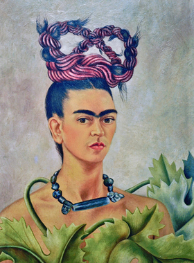 梳辫子的自画像DIY数字油画世界名画临摹丙烯画填色手绘