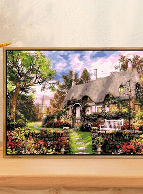 花径通幽童话小屋diy数字油画丙烯画油彩高还原填色手工装饰画