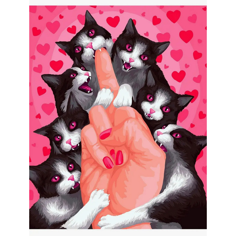 猫科动物的温柔高级感数字油画diy填充手绘丙烯油彩画装饰画图片