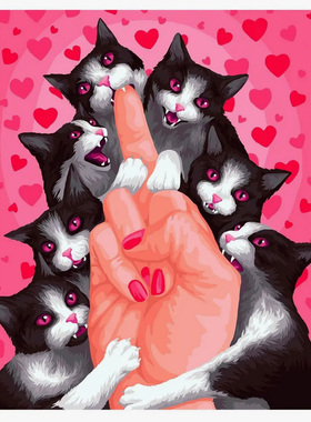 猫科动物的温柔高级感数字油画diy填充手绘丙烯油彩画装饰画