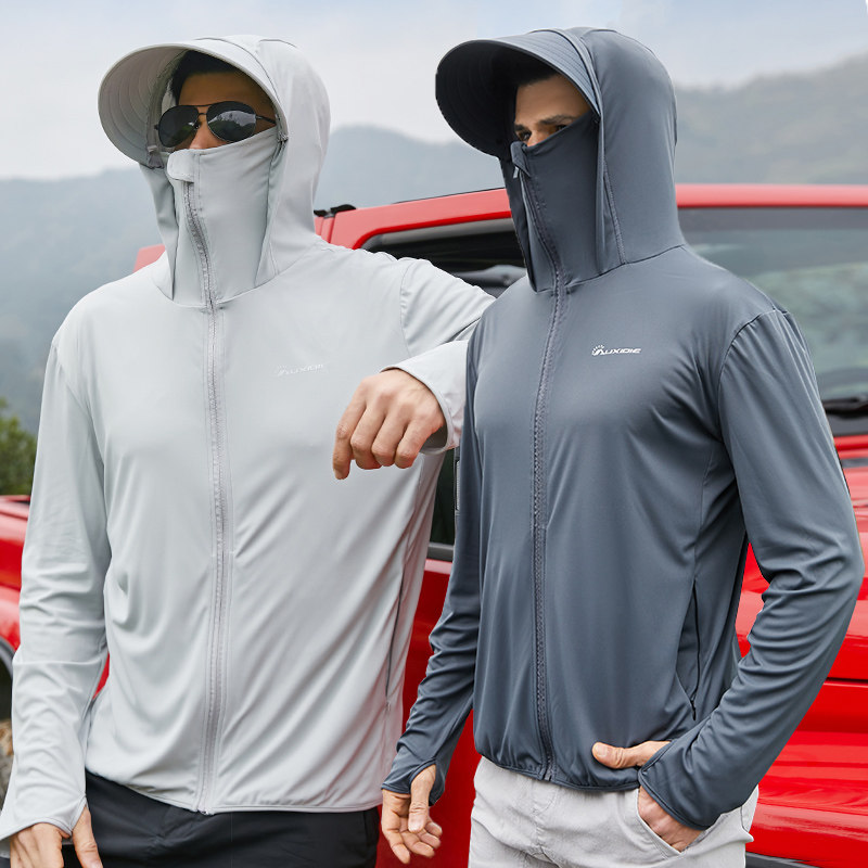 防晒衣男夏季防紫外线骑车冰丝透气户外防晒服摩托车钓鱼服薄款潮