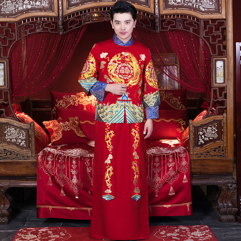 新郎男款中式风马褂唐装秀禾服图片