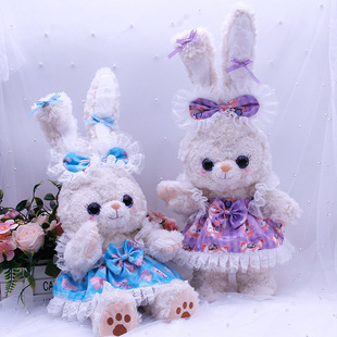 新款白色立耳星黛露洛丽塔裙毛绒玩具公仔骨架露露公主裙可爱兔兔