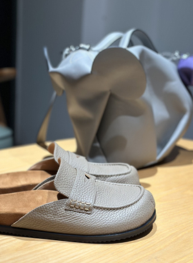 17号的下午| 高端荔枝纹胎牛皮老钱风 质感勃肯鞋休闲包头半拖鞋