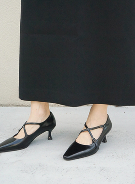 17号的下午 | 法式复古显瘦交叉小猫跟玛丽珍跟鞋单鞋女