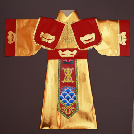 纸衣财神纸衣服四季款金边纸袍大红色财神长袍金元宝款长袍神衣