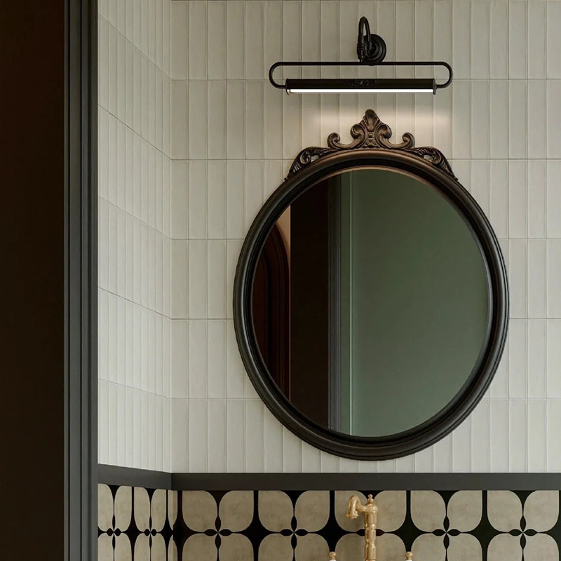 法式高级椭圆艺术装饰镜复古宫廷风led智能浴室镜轻奢卧室化妆镜