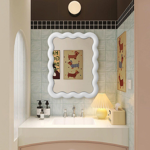 网红ins不规则波浪卫浴镜