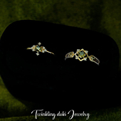 浮光绿～复古法式 浪漫橄榄绿开口可调节戒指叠戴轻奢绿锆石戒指女