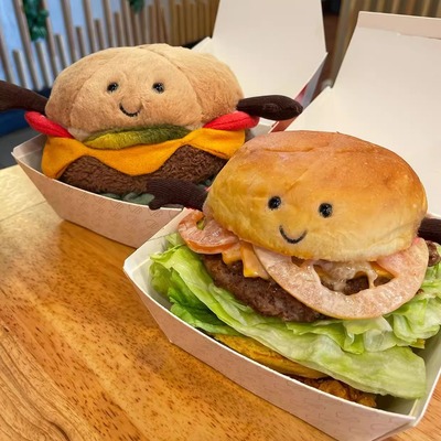 jellycat趣味爆米花汉堡蛋糕玩偶