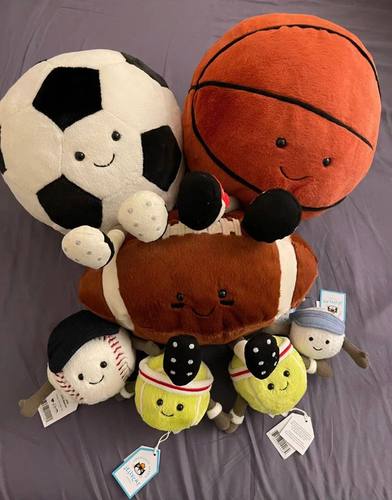 jellycat橄榄球美式足球篮球安抚