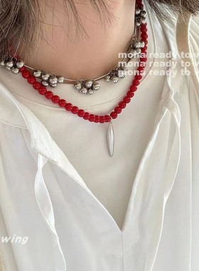 女圣诞节本命年红色项链