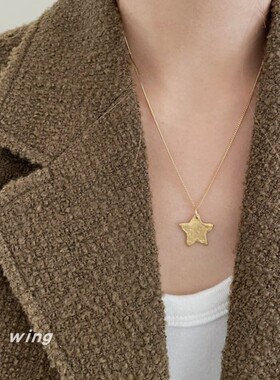 铜女复古哑光做旧爱心星星项链