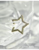日本日系 五角星金属水钻星星耳骨夹女 小众个性 又美又飒 酷GIRL
