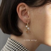 设计感 日本日系 唯美优雅 仿珍珠金属不规则925银针耳环