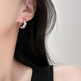 欧美小众设计金属扭曲麻花高级感耳环冷淡风个性 耳圈潮人气质女