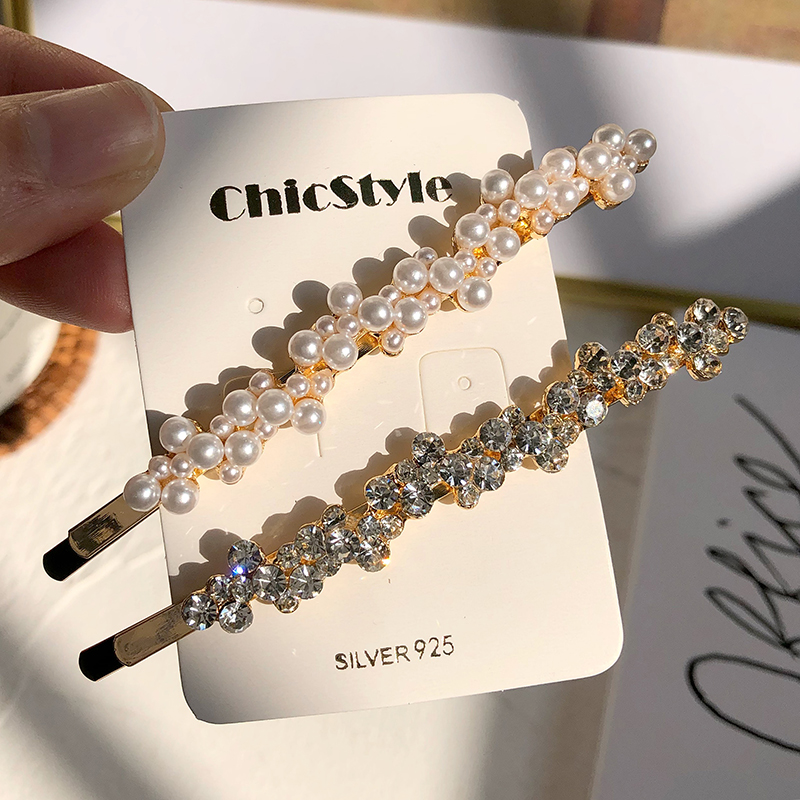ins景甜同款网红发夹珍珠水钻