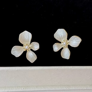 S925银春夏法式 耳饰 轻奢金属滴釉花花高级感时尚 耳环潮人夸张个性