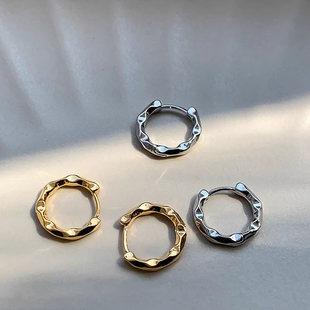 欧美小众设计扭曲不规则金属INS冷淡风耳环耳小巧法式 高级感耳圈