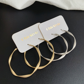 S925银针哑光金属质感扭曲半圆几何耳环时尚 潮人气质网红圈圈耳扣