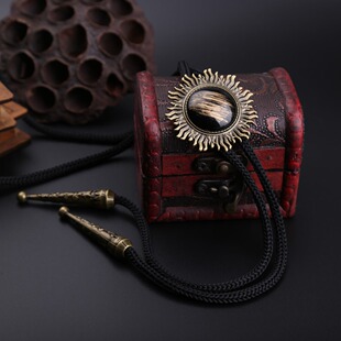 复古黑玛瑙宝石波洛领结BOLOTIE牛仔衬衫男士领带潮流饰品bolotie