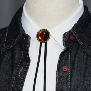 日韩简约咖色波洛领结领带老钱风休闲款男士领绳个性时尚小众配饰