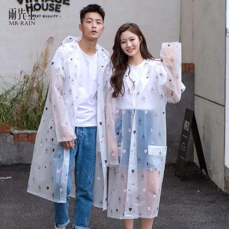 新款版印花雨衣 加厚骑行旅游时尚EVA成人口袋雨披 独角兽雨具