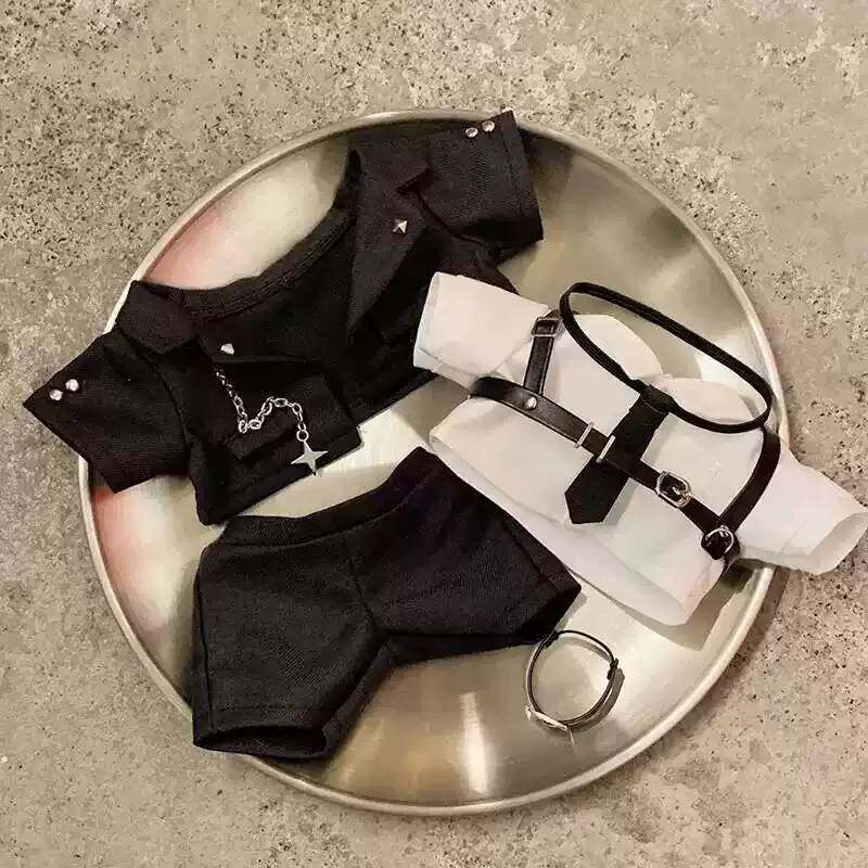 20CM棉花娃娃衣服酷帅精英特工西装无属性娃衣套装玩偶服替换装图片