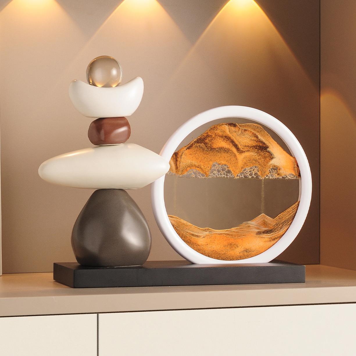 时来运转流沙画摆件装饰品客厅电视柜酒柜玄关轻奢高档高级办公室