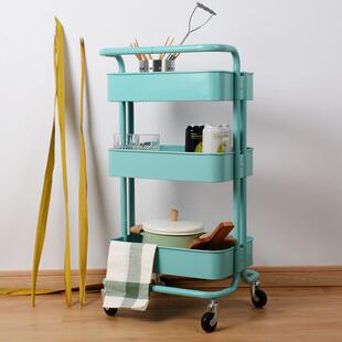 置物架推车收纳架三层金属网篮美容美发推车