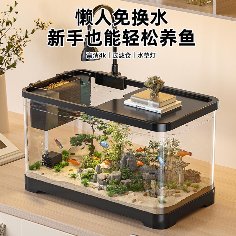 阔庭过滤鱼缸家用小型生态造景缸创意金鱼缸全套免换水2025新款