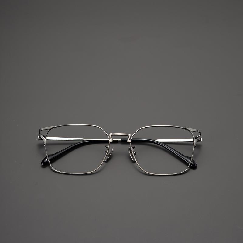 大脸大框纯钛眼镜框男Y0038全框黑色商务近视眼镜架