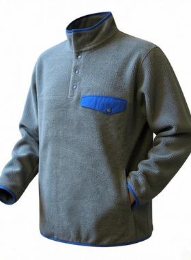 户外运动风巴塔平替抓绒衣男女情侣立领撞色拼接摇粒绒卫衣pata